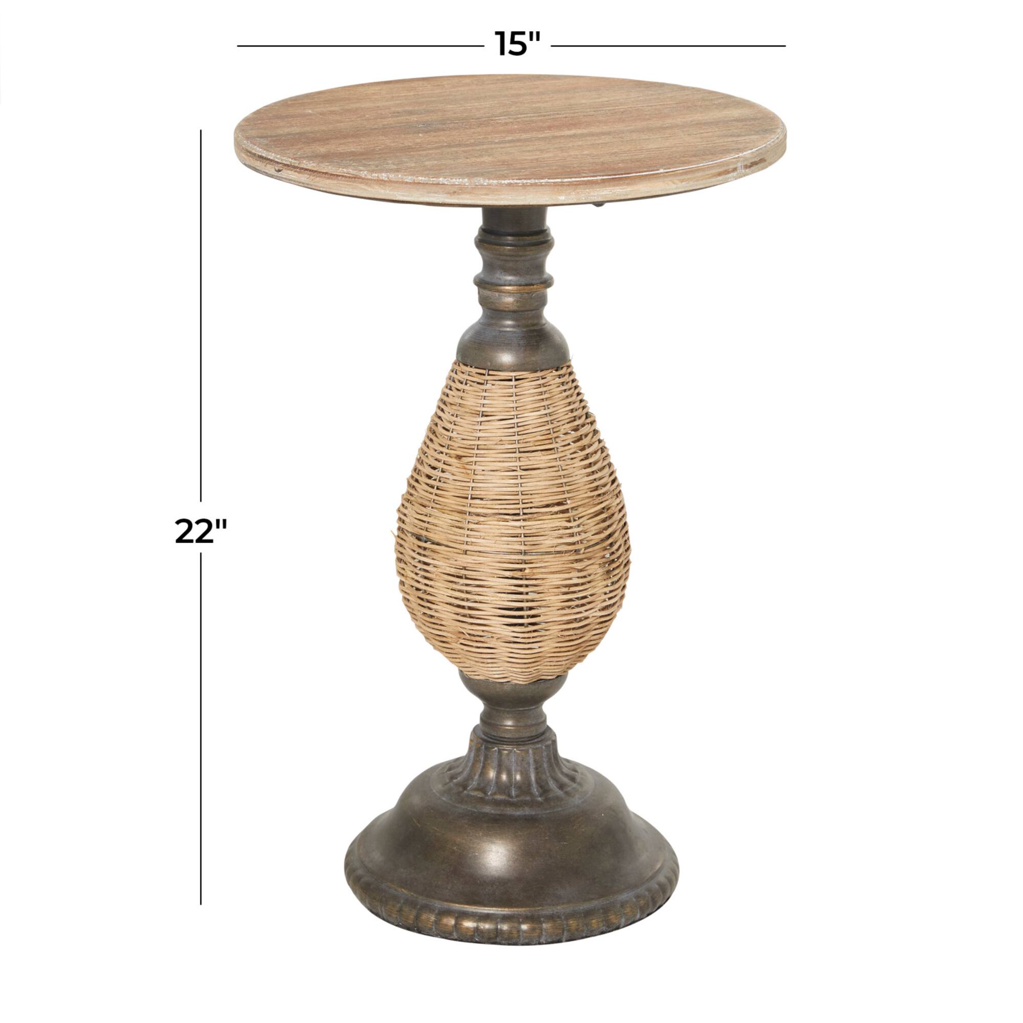 Brown Iron Farmhouse Accent Table, 22" x 15" x 15"